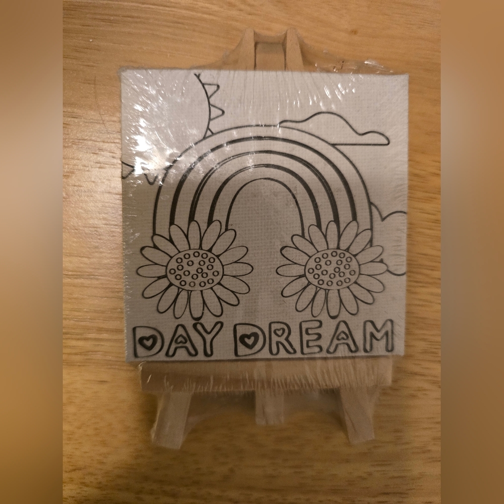 Arts & Crafts: Daydream Rainbow Mini Canvas & Easel Set. Kid or adult Painting